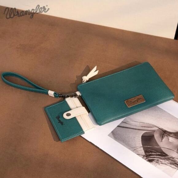 Montana West x Wrangler Turquoise Wristlet Wallet Dual Pouch Card Holder NEW - Picture 9 of 9